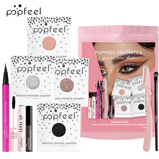 POPFEEL Favorites Kit Mini Makeup Kit, Mini Eye Makeup Kit, Mini Lip Makeup Kit, Eyeshadow Eyeliner Lipgolss