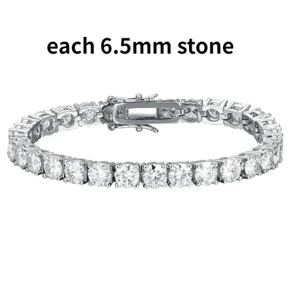 2-6.5mm Real Moissanite Tennis Bracelet  100% 925 Sterling Silver Wedding Jewelry