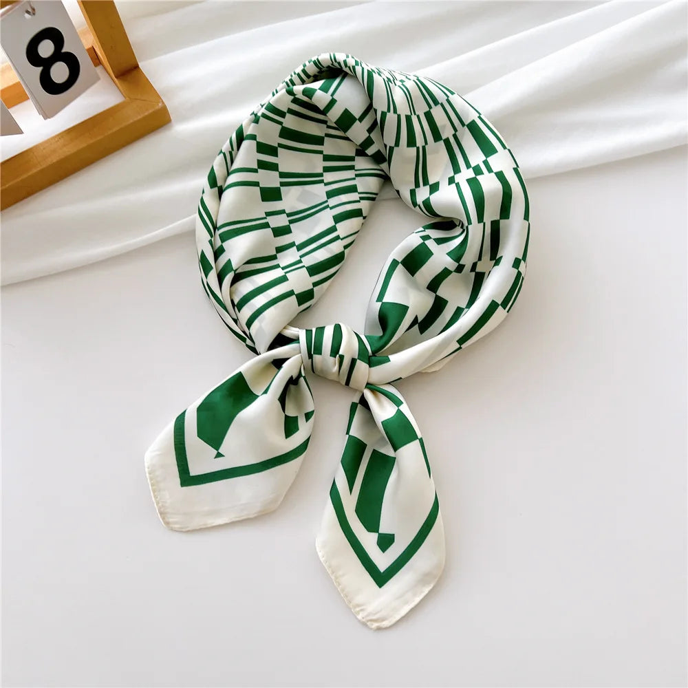 2023 New Print Silk Satin Headkerchief Women Luxury Design Neck Tie Scarf Female Hair Hand Wrist Foulard Shawl Hijab Bandana