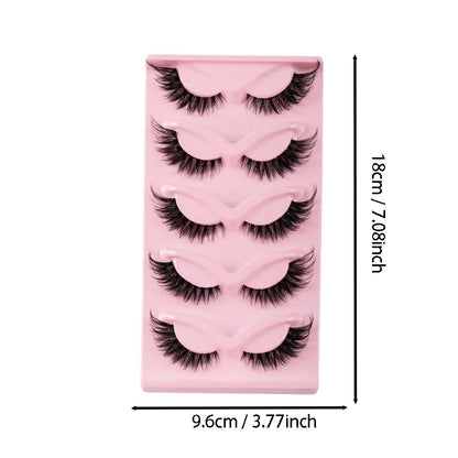 5 Pairs Cat Eye Lashes Faux Mink Eyelashes Natural long Manga Lashes Winged End Eye Elongated Eyelashes Fake Lashes Makeup