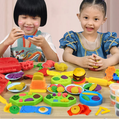 3D Color Clay Toy Kids Pretend Play Ice Cream Maker Burger Noodle Plasticine Toy Clay/Plasticine Mold