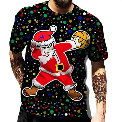 Men' Top Merry Christmas Graphic Man Santa Claus 3D Print Tshirt Male Casual Clothes Elk T Shirts Male Loose Top O-neck Tees