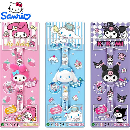 Kawaii Sanrio Kuromi Watch Cinnamoroll Hello Kitty Music Silicone Strap Children Wrist Watch My Melody Watch Kids Birthday Gifts