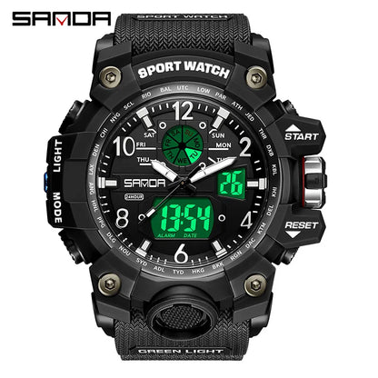 Watches For Men 50M Waterproof Clock Alarm reloj hombre 2024 Dual Display Wristwatch Quartz Military Watch Sport New Mens