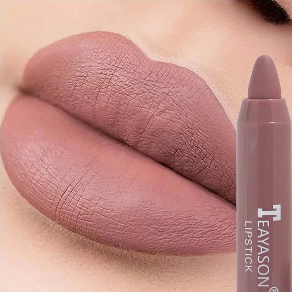 Nude Velvet Matte Lipstick Long Lasting Waterproof Color Rendering Non-stick Cup Lipstick Pens Lips Liner Pencil Woman Cosmetics