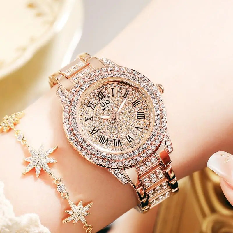 2024 Hot Sell Women Watches Top Brand Rose Gold Watches For Women Quartz Ladies For Watches Women Holiday Gift Skirt Accessories