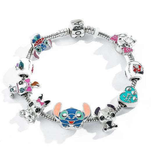 Disney Anime Lilo and Stitch Bracelet Cute Cartoon Stitch Beads Hand Chain for Women Girls DIY Bangle Jewelry Accessories