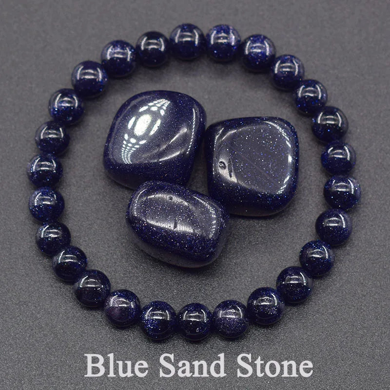 Original Reiki Blue Apatite Beads Bracelets Men Women Natural Stone