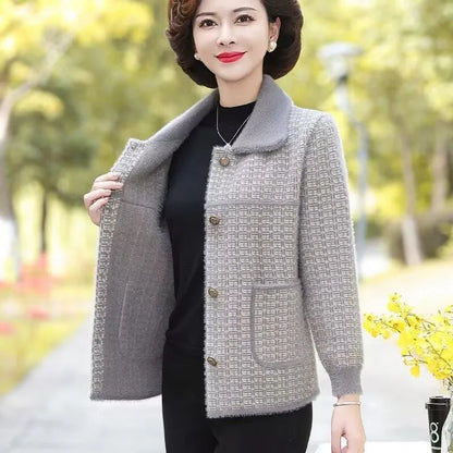 2025 New Mother Women's Autumn Coat Middle-aged Elderly Female Autumn Winter Short Jacket With Noble Cardigan Short Overcoat