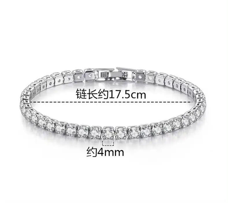 Real Moissanite Bracelet for Women S925 Sterling Silver 4mm Diamonds Tennis Bangles Chains Sparkling Fine Jewelry