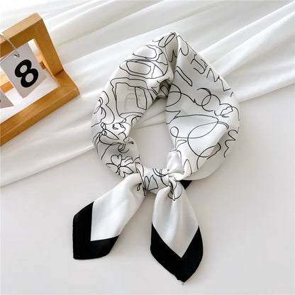 2023 New Print Silk Satin Headkerchief Women Luxury Design Neck Tie Scarf Female Hair Hand Wrist Foulard Shawl Hijab Bandana