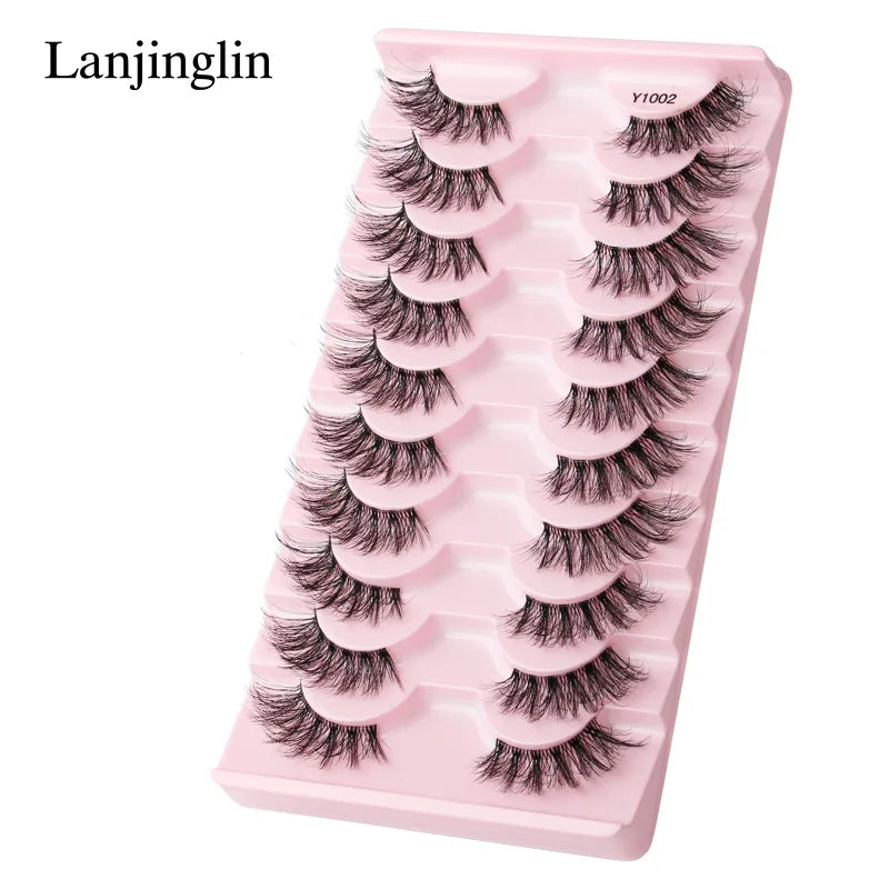 Half Eey Lashes 3/5/10 Pairs New Faux Mink Lashes Natural False Eyelashes Wispy Fluffy Eyelash Extension Makeup Half Lashes Tool