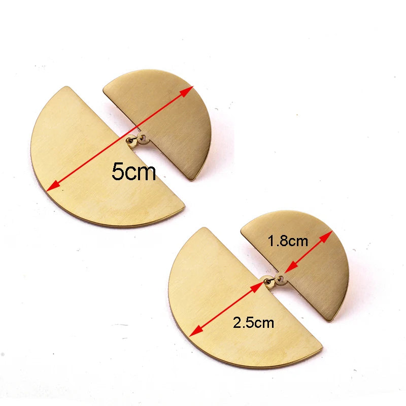 Big Size Fan Sequins Earrings Women Gold Color Stainless Steel Female Classic Simple Party Earring Jewelry Accessory