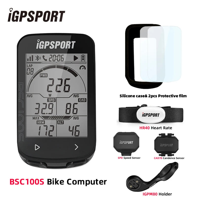 IGPSPORT BCS100S Bike Computer BLE ANT+ 2.6 Inch IPX7 Type-C 40H Battery Life Auto Backlight GNSS Stopwatch IGS Bicycle Computer