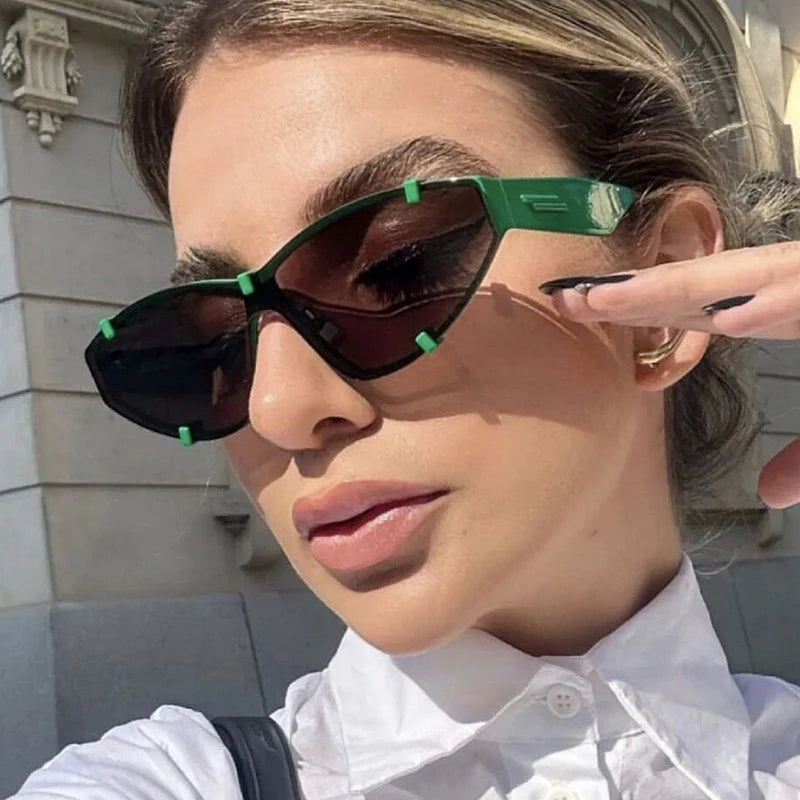 Fashion Rimless Sunglasses For Women Brand Design Trendy One Piece Sun Glasses Shades UV400 Eyewear Small Punk Sports