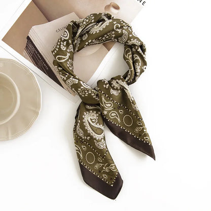 2023 Blooming Cashew Print Square Scarf Women Bandana Hairband Lady Head Wraps Female Shawl Fashion Neckerchief New