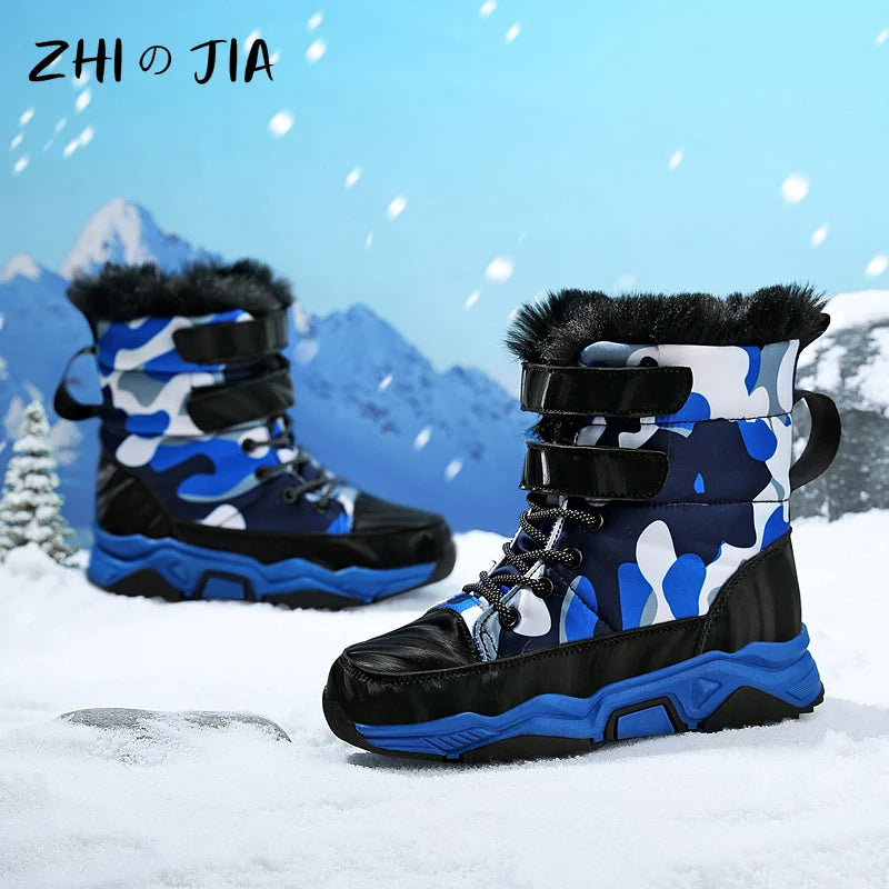 New Winter Children's Snow Boots Boys Girls Fashion Print Comfortable Soft Warm Boots Outdoor Play Sports High Top Cotton Shoes