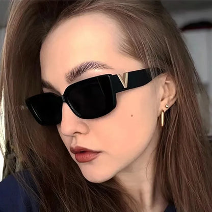 Fashion Cat Eye Sunglasses Luxury V Sun Glasses For Ladies Classic Rectangle Driving Eyewear UV400