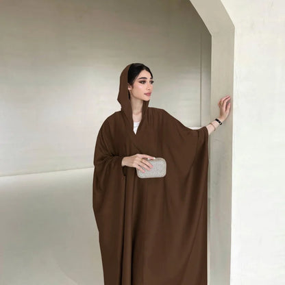 Batwing Sleeve Open Abaya Dubai Luxury Satin Elegant Ramadan Fashion Modest Kebaya Kaftan Women's Prayer Garment Caftan Femme