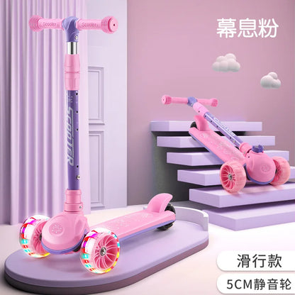 Children's Scooter Wholesale 2-12 Years Old Can Sit Perambulator Music Three Four-Wheel Scooter Scooter Children