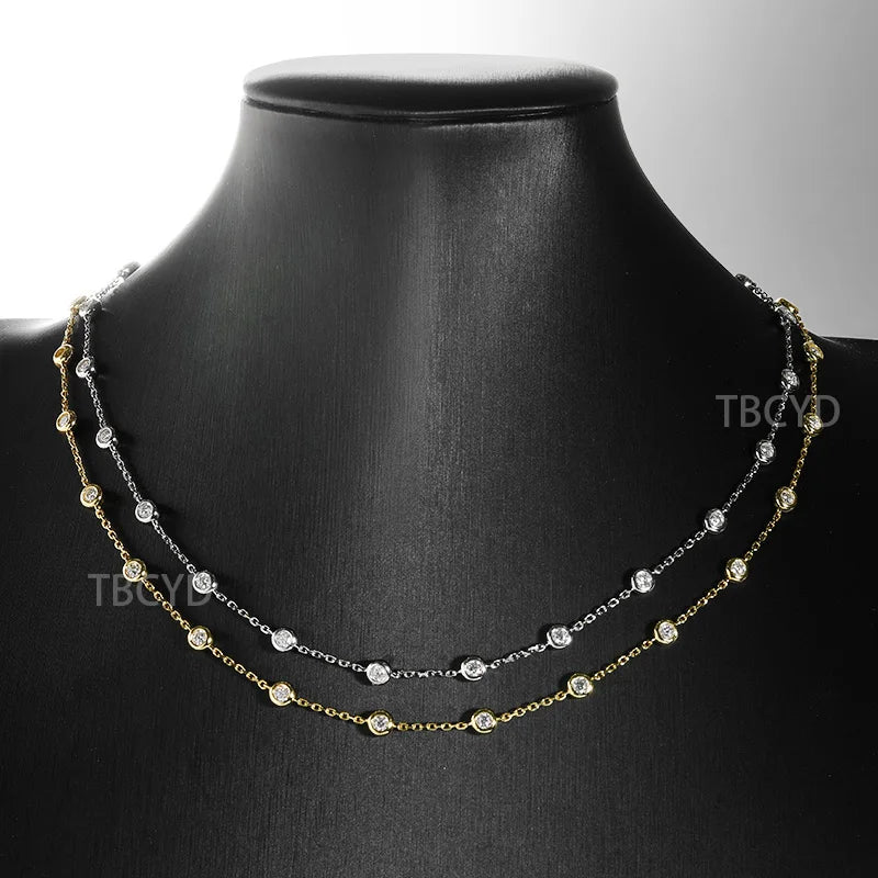 TBCYD 3/4/5mm D Color Moissanite Choker Necklace For Women S925 Silver Round Cut Diamond Bubble Neck Chain Party Jewelry Gifts