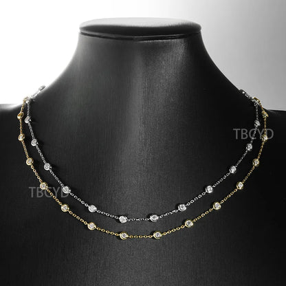 TBCYD 3/4/5mm D Color Moissanite Choker Necklace For Women S925 Silver Round Cut Diamond Bubble Neck Chain Party Jewelry Gifts