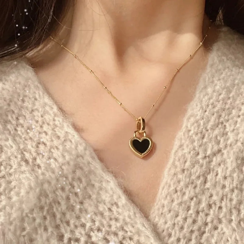 316L Stainless Steel Women's Necklaces Ethnic Style Gold Color Lock Shape Pendant Woman Necklace Casual Ladies Jewelry