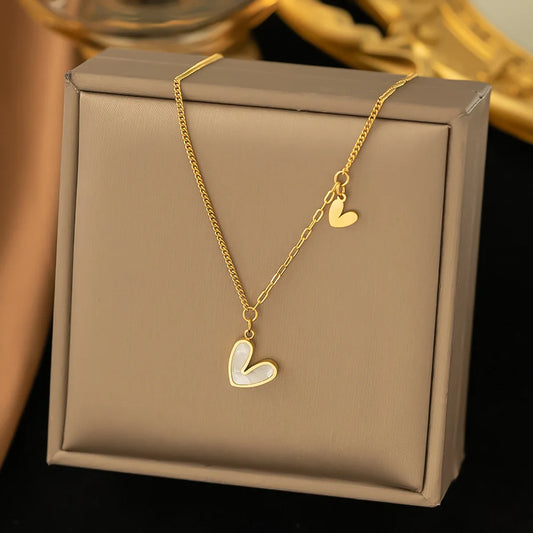 316L stainless steel heart pendant necklace Fashion shell clavicle chain necklace women's jewelry wedding gift new