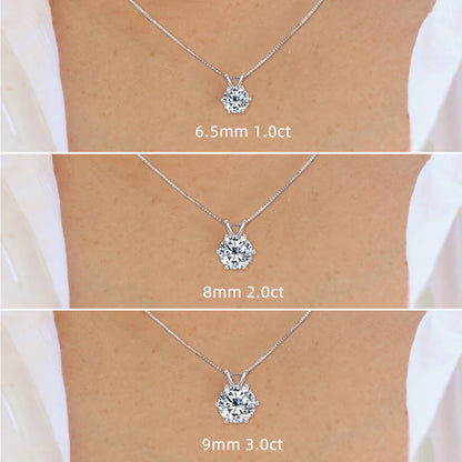 IOGOU Luxury 3.0 Carat Moissanite Pendant Necklaces for Women Real 925 Silver 1ct 2ct Diamond Necklace Engagement Jewelry Gifts