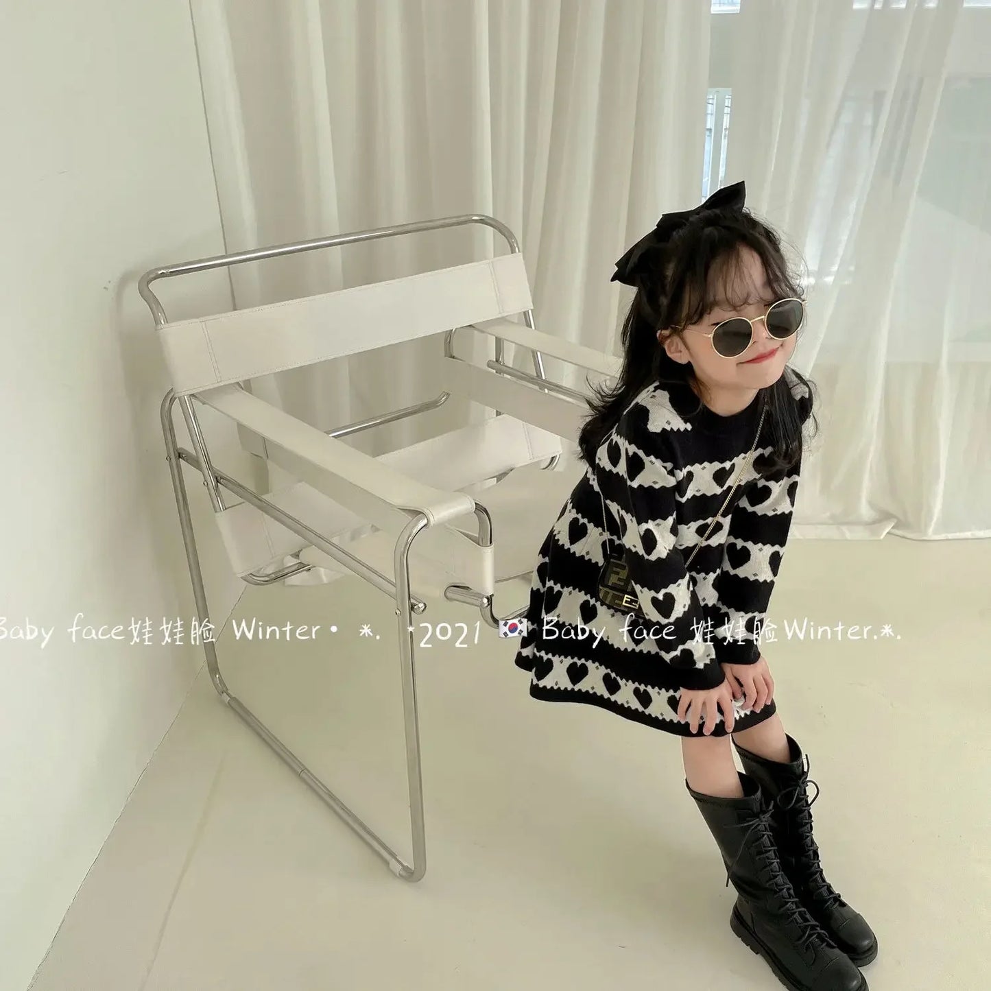 Dress Knee Length O-neck Collar Full Sleeve Pullover Print Simple Fashion Modern Casual Soft Comfortable Spring Kids Girls