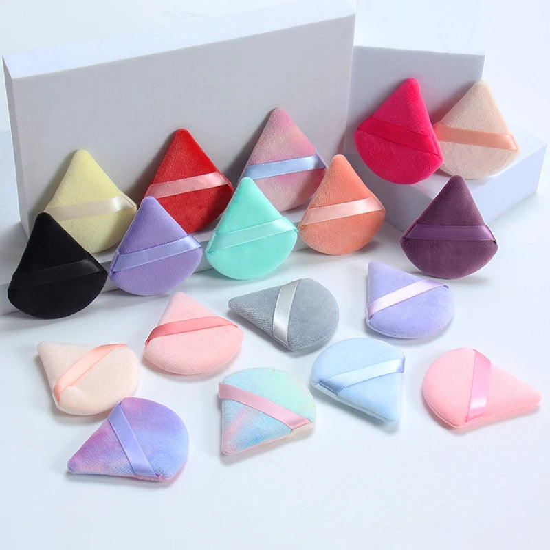 2 件 Triangle Powder Puff Face Makeup Sponge Soft Velvet Cosmetic Puff Blender Beauty Foundation Sponge Make up Accessories