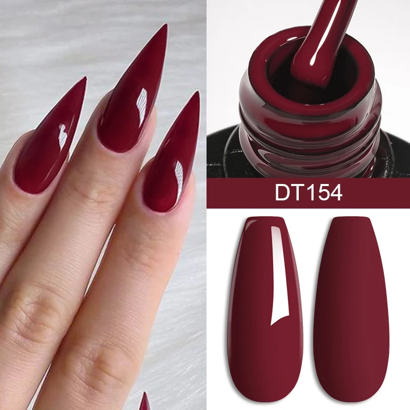 MEET ACROSS 7ml Red Gel Nail Polish Crystal Semi Permanent Soak Off UV Gel Varnish Nail Art Manicure Base Matte Top Coat Vernis