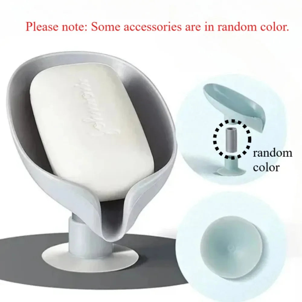 1/2pcs Drain Soap Holder Leaf Shape Soap Box Suction Cup Tray Drying Rack for Shower Sponge Container Kitchen Bathroom