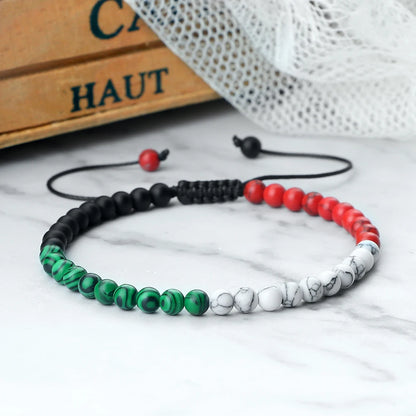 New Country National Flag Color Bracelets For Women Men 4mm Natural Stone Beads Bracelet Friendship Wristban Couple Jewelry Gift