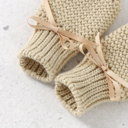 Baby Shoes Gloves Hat Sets Knitted 3PC Infant Kid Bed Boots  Slip-On Mittens Bonnet Handmade 0-18M Newborn Girl Boy Clothes Warm