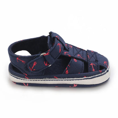 Summer 0-1 year old boy baby shoes fashionable and classic baby sandals soft and lightweight cloth soles casual walking shoes