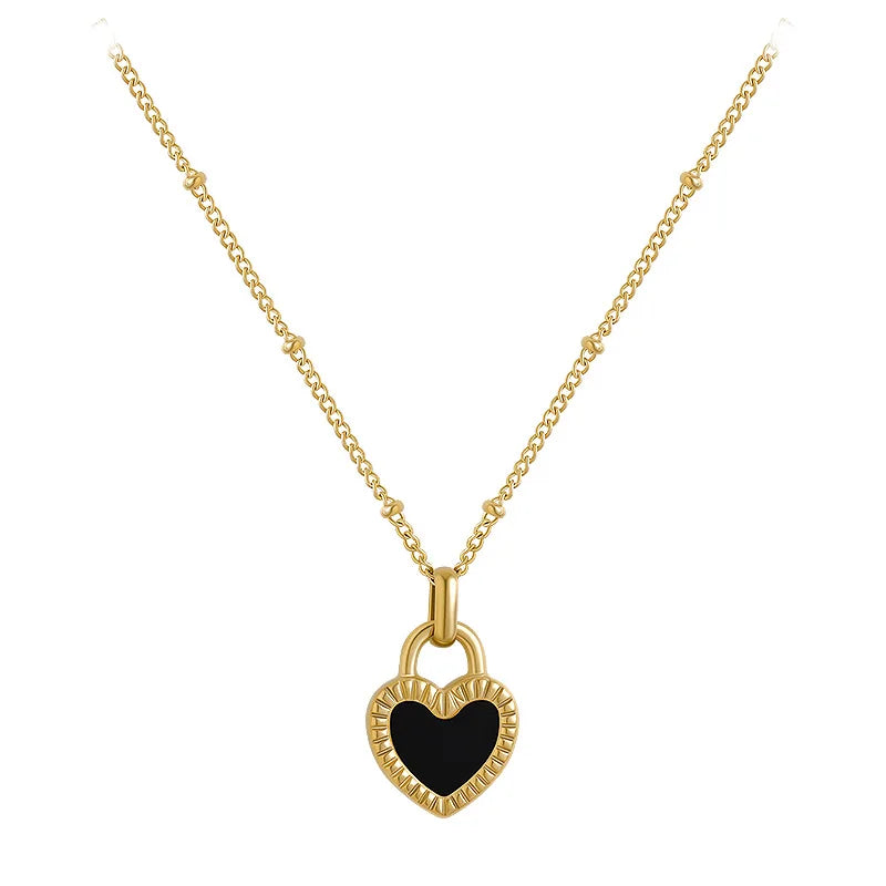 316L Stainless Steel Women's Necklaces Ethnic Style Gold Color Lock Shape Pendant Woman Necklace Casual Ladies Jewelry