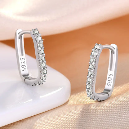 925 Sterling Silver Crystal Jewelry Fashion Zircon Circle Hoop Earrings For Woman New XY0179