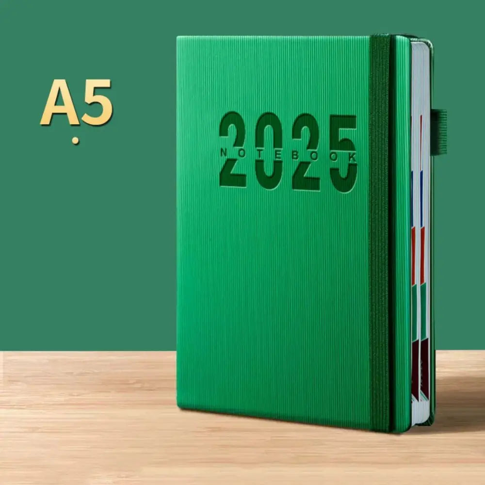 2025 A5 Textured PU Portable Agenda Book English Calendar Book Notepads Creative Daily Planner Reminder Desktop Date Calendar