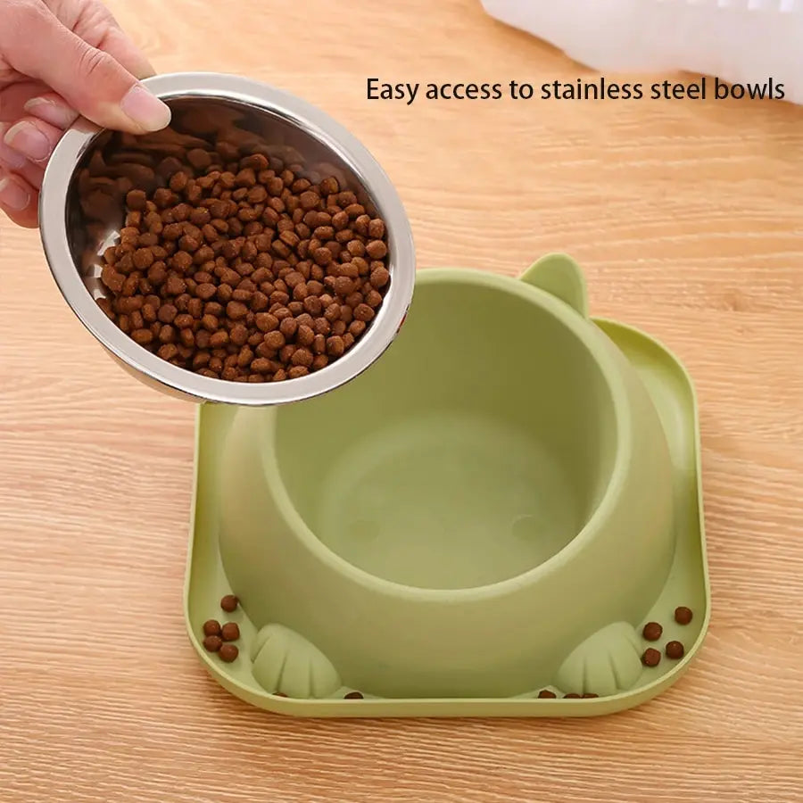 Fun Shaped Anti Tipping Cat Bowl With Added Water to Prevent Ants