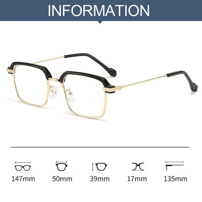 KLASSNUM Men Anti-Blue Light Glasses Photochromic Half Frame Eye Protection Glasses Ultra Light Computer Eyeglasses Sunglasses