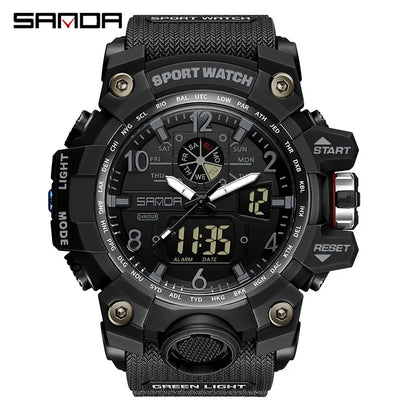 Watches For Men 50M Waterproof Clock Alarm reloj hombre 2024 Dual Display Wristwatch Quartz Military Watch Sport New Mens