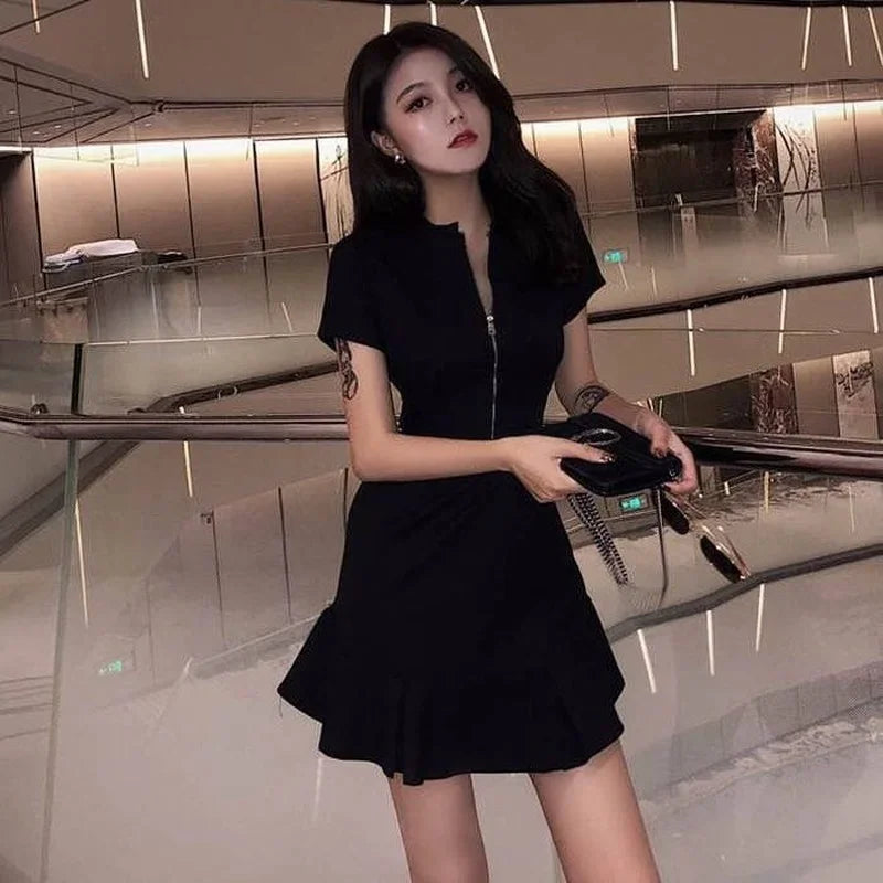 Short Yellow Mini Women's Dress Black Clothing Female Dresses 2024 Promotion Harajuku Cheap Casual Offer Trend Unique Y2k Retro