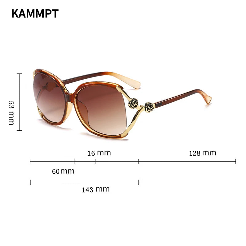 KAMMPT Stylish Red Trends Shades Flower Chain Design Decoration Women's Sunglasses Outdoor Driving Hiking Ladies Sun Glasses