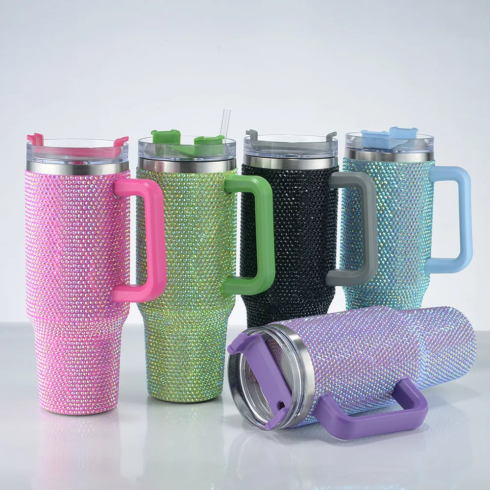 40oz Diamond Thermos Cup with Handle