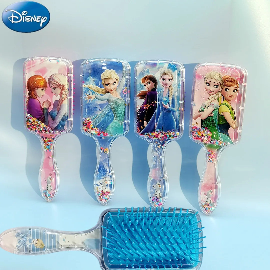 Disney Princess Frozen Comb Kawaii Elsa Anna Stitch the First Quicksand Sequin Comb Children Woman Girl Christmars Gifts