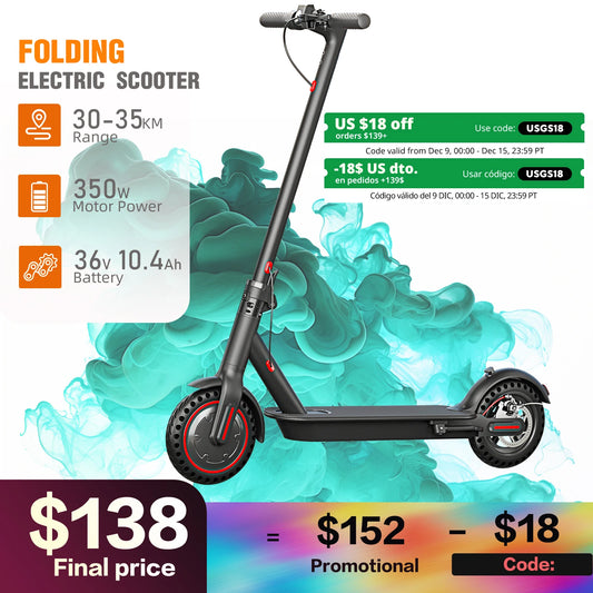 350W Foldable Electric Scooter for Adults Teens,Explosion-proof Tires,Dual Brake System Lightweight High Quality E-scooter