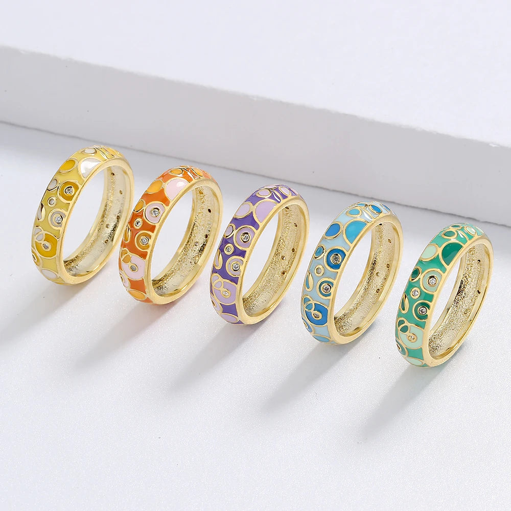 Classic Rings for Women 925 Silver Colorful Rings Bright Handmade Enamel Jewelry New Wedding Women's Rings Luxury Jewelry