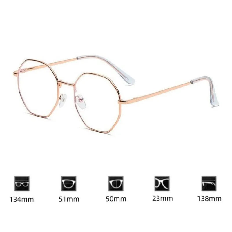 KLASSNUM Women Polygon Frame Tansparent Glasses Trend Ultra-Light Anti-blue Light Glasses Flat Mirror Computer Eyeglasses 2024