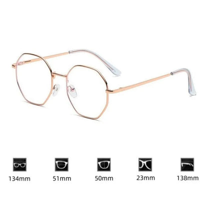 KLASSNUM Women Polygon Frame Tansparent Glasses Trend Ultra-Light Anti-blue Light Glasses Flat Mirror Computer Eyeglasses 2024